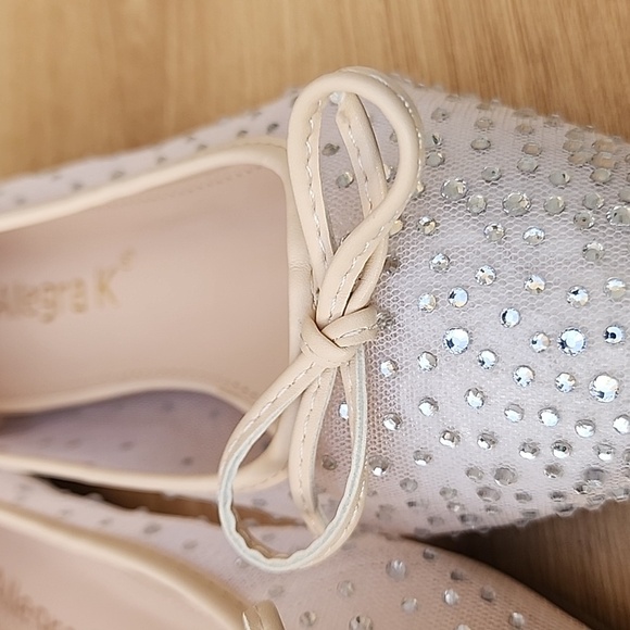Allegra K Pointed Toe Clear Rhinestone Ballet Lake Cream Flats Size 7 NWOT - Picture 12 of 12